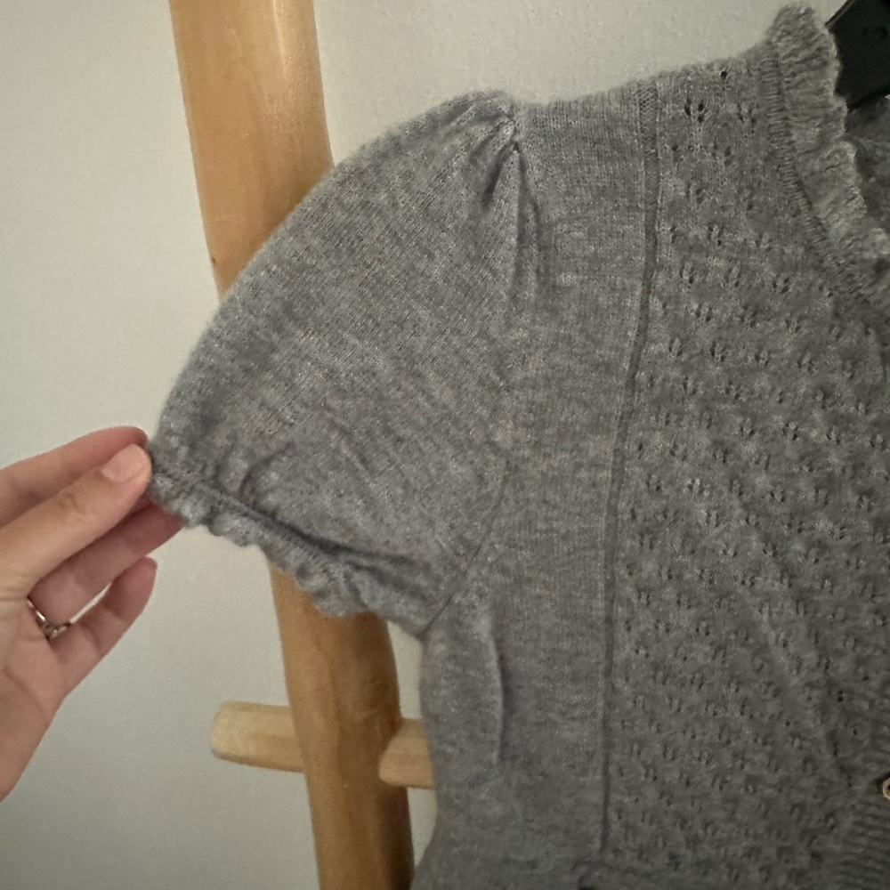 Juicy Couture Y2K Gray Babydoll knit Sweater Top Wool and Cashmere - size S - Picture 5 of 7